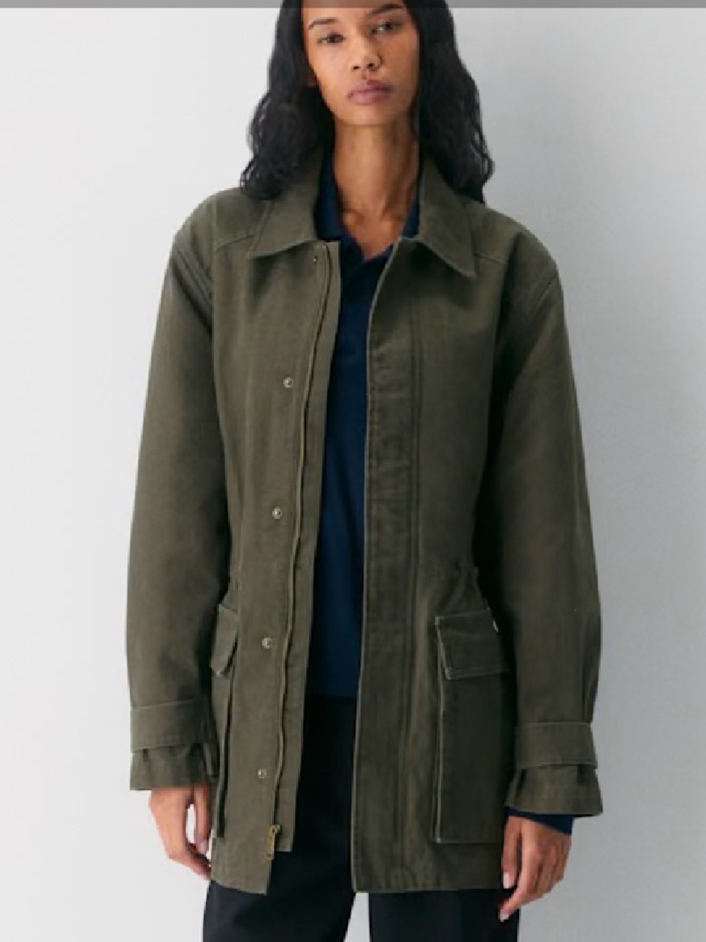 Aritzia TNA Jasper Field Jacket Dark Olive Green XS